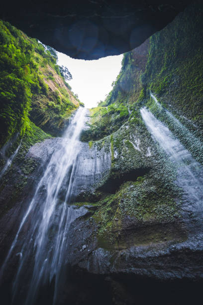 istock Beautiful bali waterfall in green rainforest from bottom view ,indonesia 1325710677