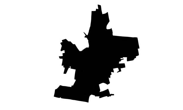 black silhouette map of the city of Jeffersontown in Kentucky black silhouette map of the city of Jeffersontown in Kentucky on white background louisville city icons stock illustrations