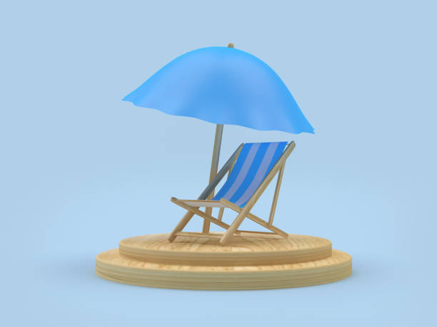 istock An empty deck chair under a beach umbrella on a wooden stand 1325717002