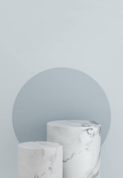 istock Marble podium platform product display on grey background with minimalist backdrop studio. 1325718614