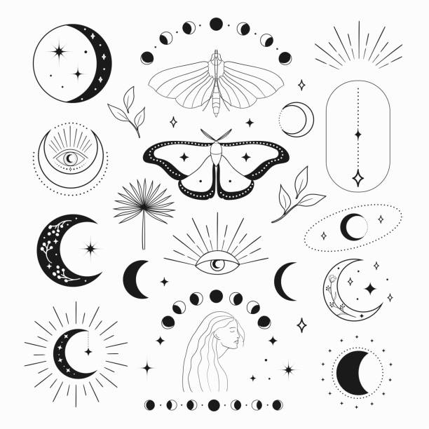 190+ Tribal Sun And Moon Tattoo Background Stock Illustrations, Royalty ...