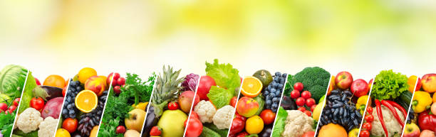 istock Different fruits and vegetables separated sloping lines 1325730211