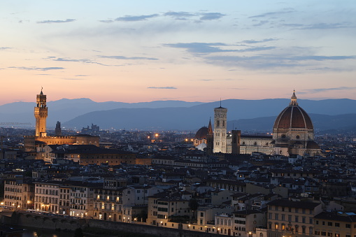 Italy Florence cityscape sunset