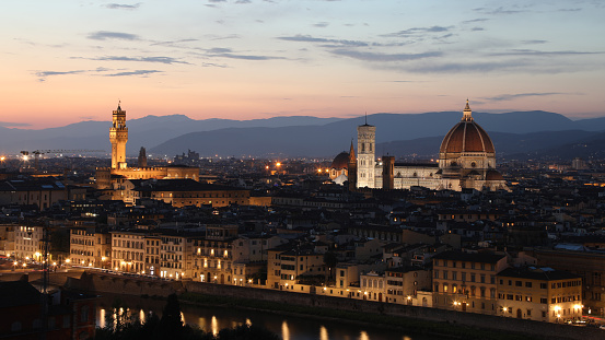 Italy Florence cityscape sunset
