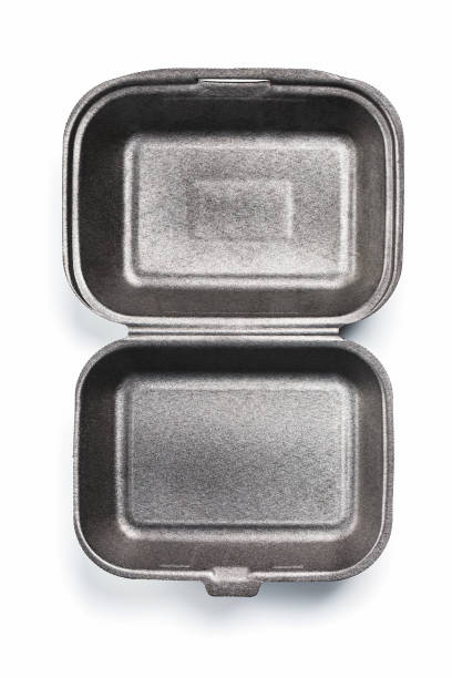 istock Opened Lunch Box disposable, black for food delivery service on a white background. 1325731378