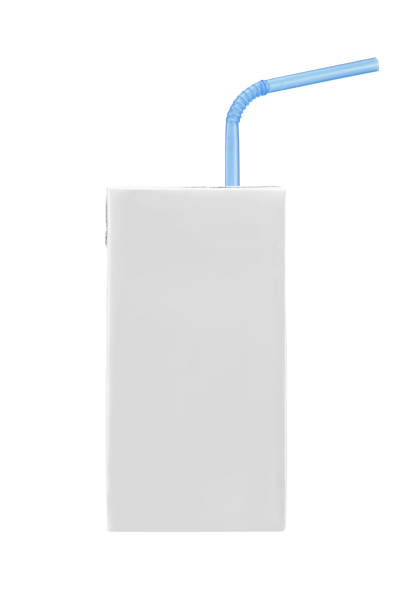 Blank white juice or milk packaging with straw isolated on white Blank white juice or milk packaging with straw isolated on white juice carton stock pictures, royalty-free photos & images