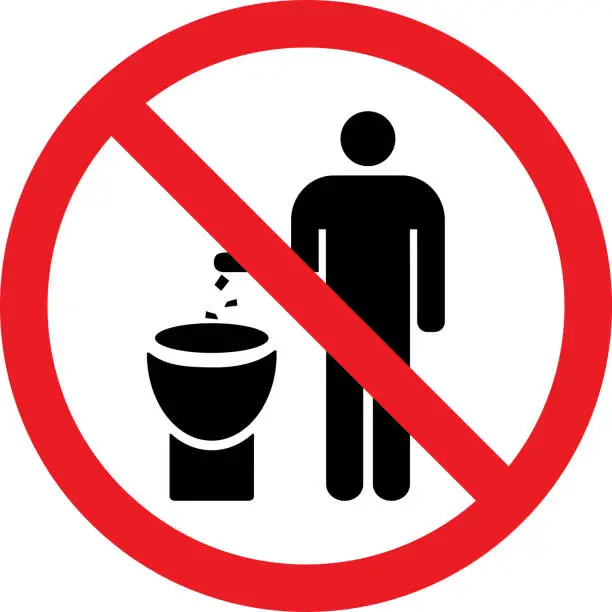 Vector illustration of No littering in toilet sign.