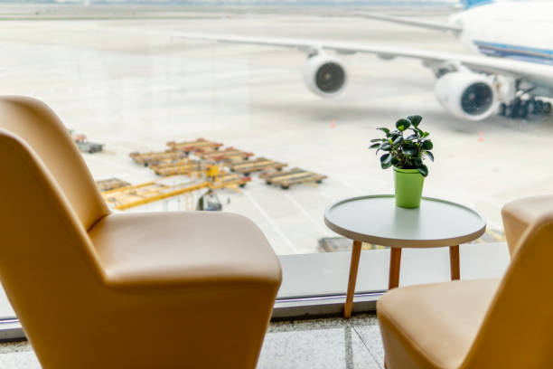 istock Sofas and tables of airport waiting area 1325748157
