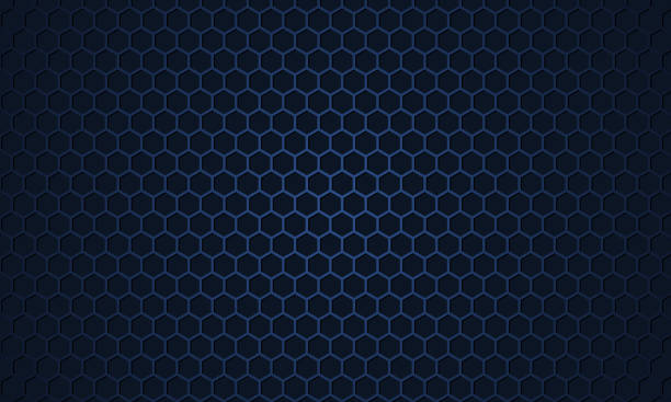 illustrations, cliparts, dessins animés et icônes de fond texturé métallique hexagonal bleu foncé en fibre de carbone. - carbon fibre