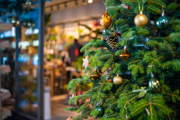 istock Closeup of Christmas tree decorations new year background 1325753904