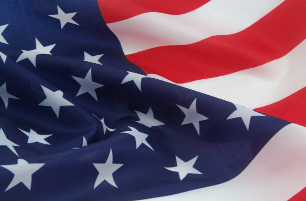 istock Waved USA flag background. 1325755453