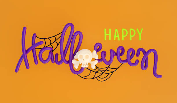 istock Happy Halloween banner with 3D typography. Banner or party invitation background. 3d render 1325756490