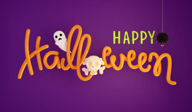 Happy Halloween banner with 3D typography. Banner or party invitation background. 3d render