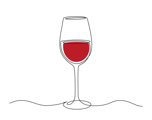 ilustraciones, imágenes clip art, dibujos animados e iconos de stock de dibujo continuo de una línea de copa de vino tinto. ilustración vectorial de trazo editable - wine tasting