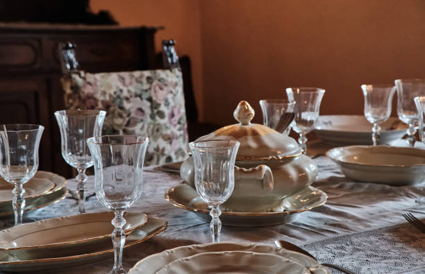 istock interior view of dining room with elegance luxury dinner table setup 1325758432