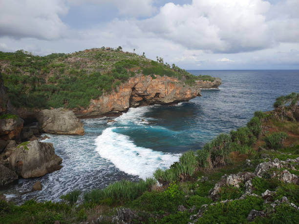 istock View from the hill edge on Midodaren beach east in high angle view. 1325759252