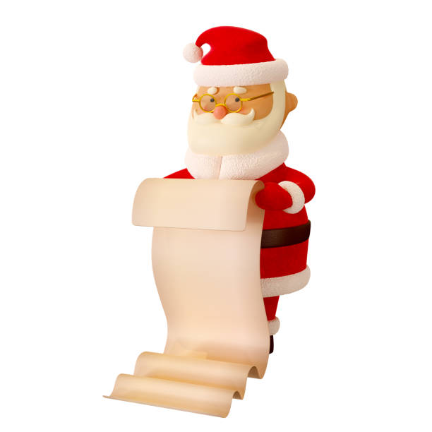 istock Santa Claus is holding wish list scroll, isolated on white background. 3d render 1325759723