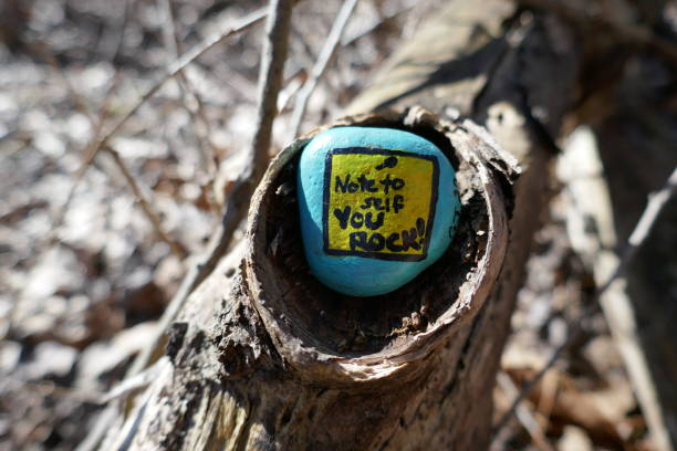 Note to self you rock message painted on kindness rock