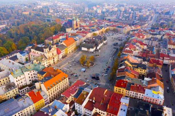 istock Panoramic view from above on the city Jihlava 1325765316
