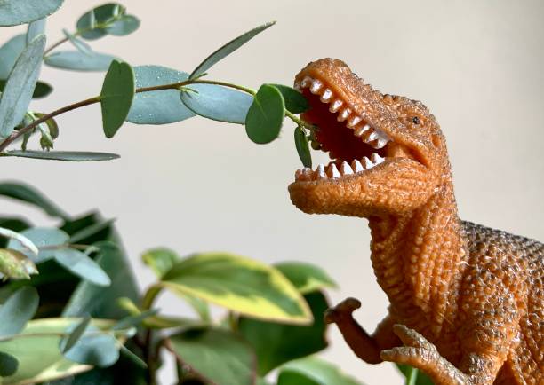 istock Toy Dinosaur Eating Plant Leaves 1325770153
