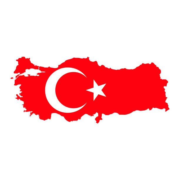 ilustraciones, imágenes clip art, dibujos animados e iconos de stock de silueta del mapa de turquía con bandera sobre fondo blanco - bandera turquia