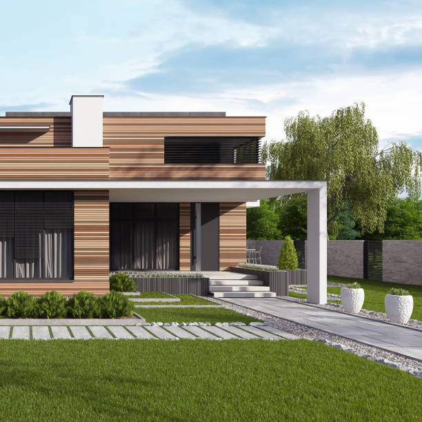 istock Modern Luxurious Villa with garden. Real estate concept. 1325779588