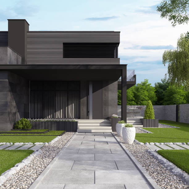 istock Modern Luxurious Villa with garden. Real estate concept. 1325779592