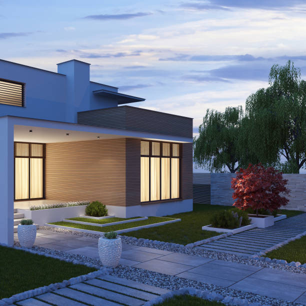 istock Modern Luxurious Villa with garden. Real estate concept. 1325779735