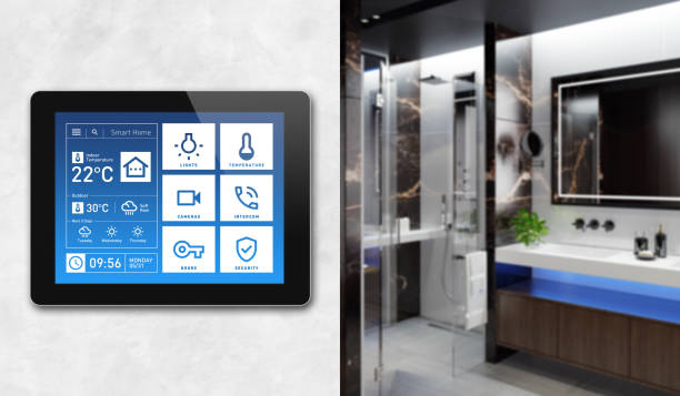 istock Smart Home Touch Screen device for home control with simple concept app design. Modern interior 1325779988