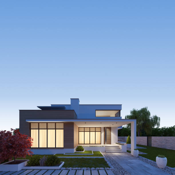 istock Modern Luxurious Villa with garden. Real estate concept. 1325780538