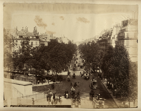 Boulevard de la Madeleine, Paris, France, 19th Century, Antique photograph, c. 1880s