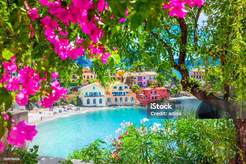 Assos village in Kefalonia, Greece Kefalonia Stock Photo