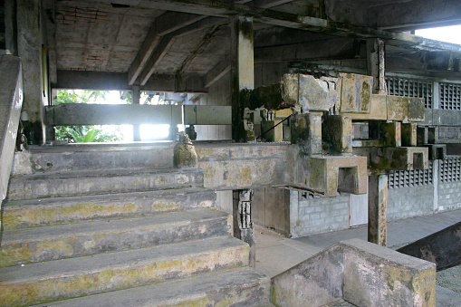 Jaluit atoll, Marshall Islands - Old concrete high school building stairs