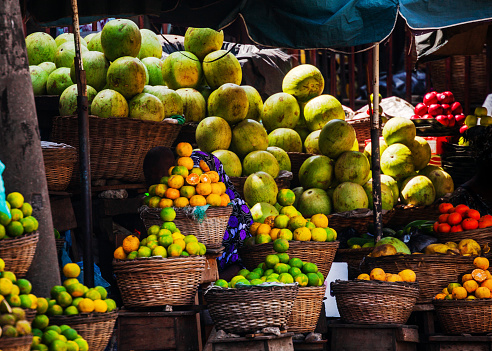 Lagos, Nigeria: Local fruits for sale at street market.