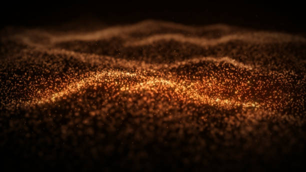 istock Abstract flowing smooth surface, fractal waves background from blinking particles. Grid, mesh of dots 1325810135