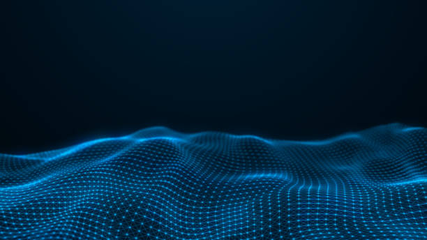 istock Abstract flowing smooth Plexus fractal waves background. Grid, mesh of dots and lines. 1325810206