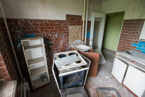 Kitchen in abandoned house in ghost town Pripyat, Chernobyl zone, Ukraine