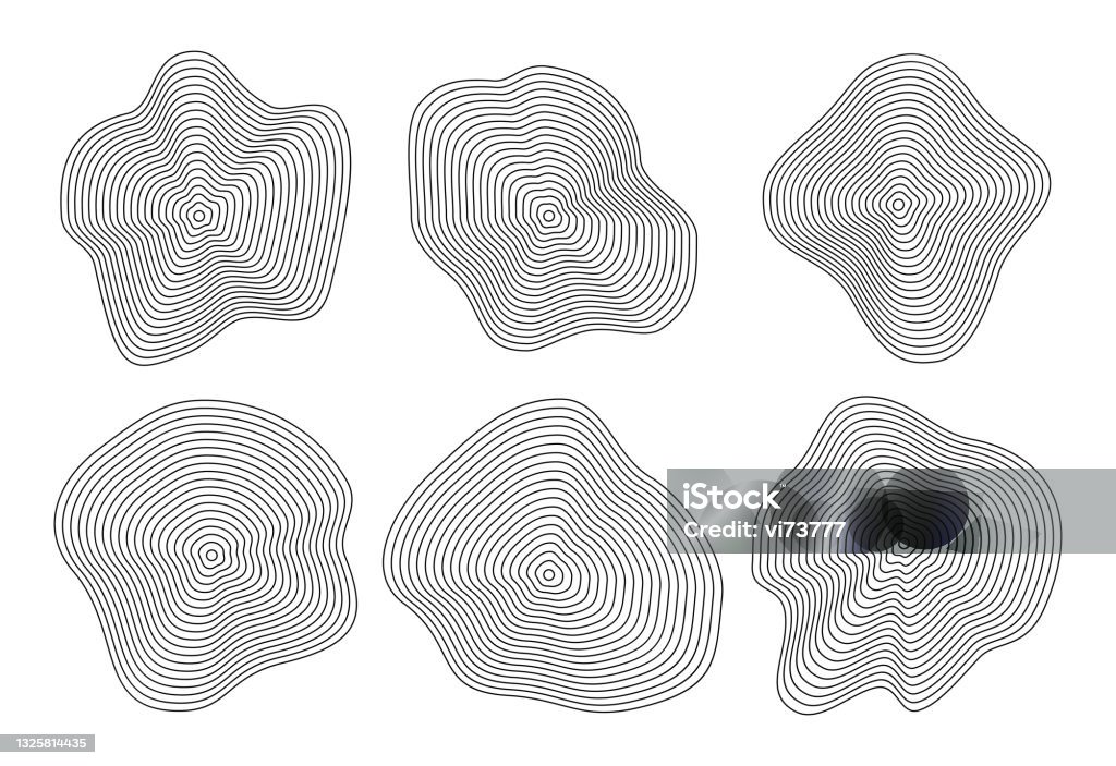 Abstract Distorted Line Vector Abstract Distorted Lines Vector Tree Rings Set向量圖形及更多地形學圖片 - 地形學, 年輪 ...