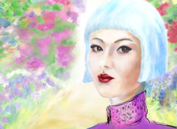 istock Painterly portrait of an asian girl in impressionism style 1325815822