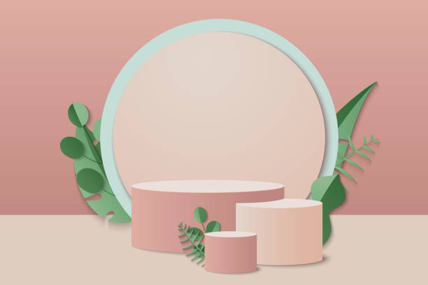 istock 3d podium minimal scene with geometrical product. Background vector 3d cream colors rendering with podium. Abstract background. Scene to show cosmetic products. background 3d podium product render 1325820117