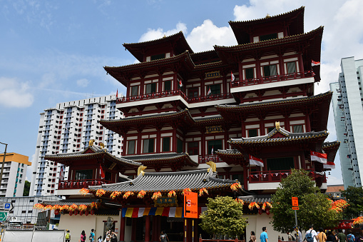Singapore, Singapore - August 24, 2019: The Buddha Tooth Relic Temple and Museum in Chinatown.