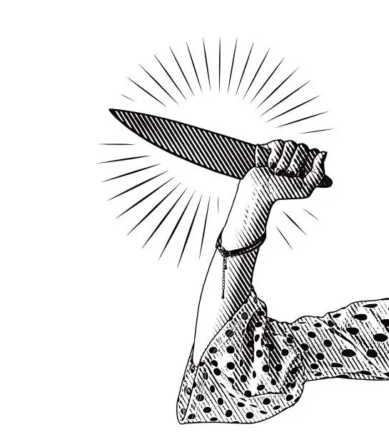 Vector illustration of Knife murder
