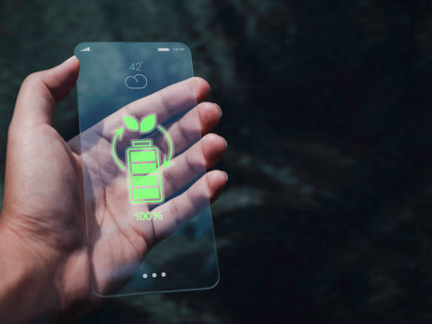 Futuriatic transparent glass phone Technology concept.