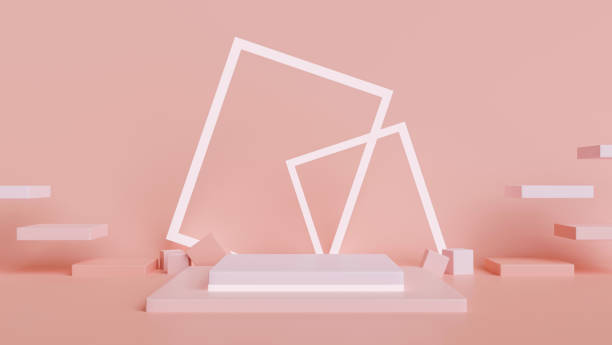 istock Pink pastel creative mock-up scene with stage showcase, abstract background 1325830516