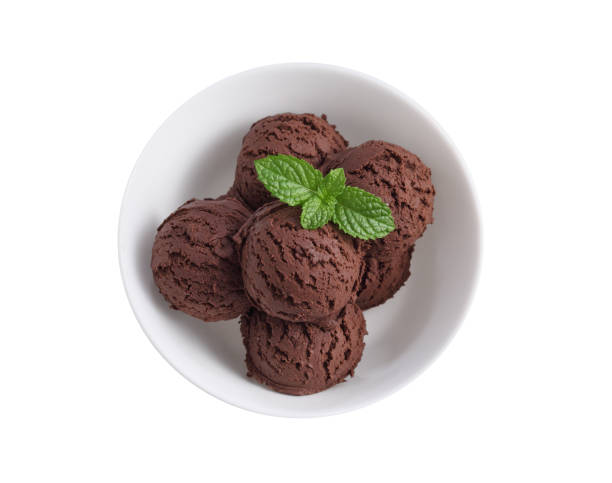 istock Chocolate ice cream in white bowl isolated on white background 1325832455