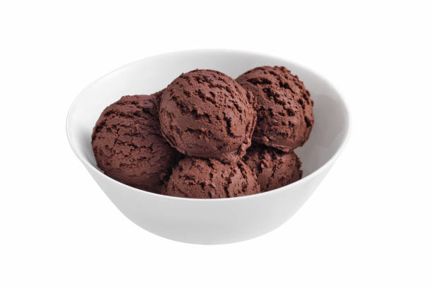 istock Chocolate ice cream in white bowl isolated on white background 1325832456