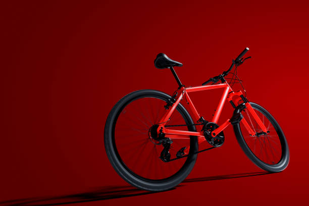 istock Red Mountain Bike On Red Background 1325838865