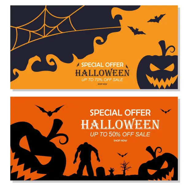 Vector illustration of Happy Halloween holiday geometric background. Vector Template illustration.