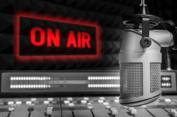 istock Professional microphone in radio station studio 1325841054