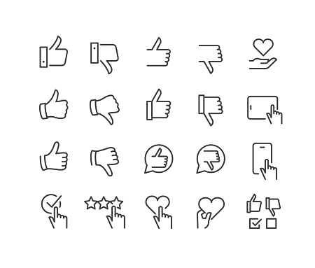 Editable Stroke - Thumbs Up and Down and Like button Icons - Line Icons